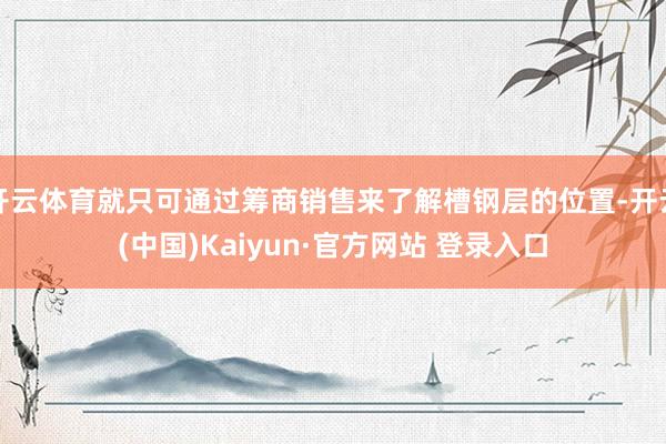 开云体育就只可通过筹商销售来了解槽钢层的位置-开云(中国)Kaiyun·官方网站 登录入口