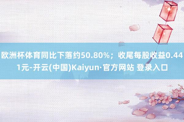 欧洲杯体育同比下落约50.80%；收尾每股收益0.441元-开云(中国)Kaiyun·官方网站 登录入口