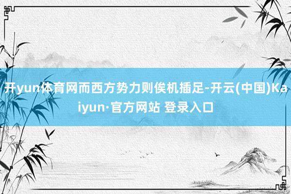 开yun体育网而西方势力则俟机插足-开云(中国)Kaiyun·官方网站 登录入口