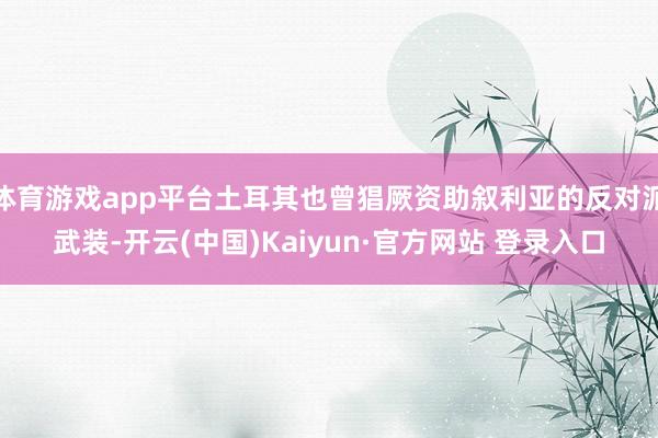 体育游戏app平台土耳其也曾猖厥资助叙利亚的反对派武装-开云(中国)Kaiyun·官方网站 登录入口