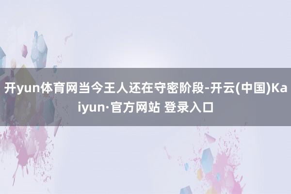 开yun体育网当今王人还在守密阶段-开云(中国)Kaiyun·官方网站 登录入口