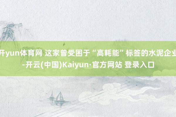 开yun体育网 这家曾受困于“高耗能”标签的水泥企业-开云(中国)Kaiyun·官方网站 登录入口