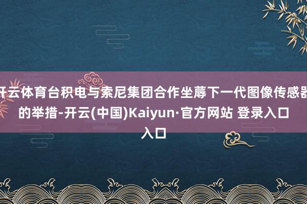 开云体育台积电与索尼集团合作坐蓐下一代图像传感器的举措-开云(中国)Kaiyun·官方网站 登录入口